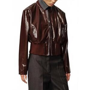 NEW BIRGITTE HERSKIND herry leather bomber jacket in mahgonay